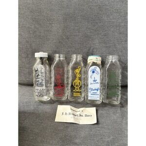 Vintage Samuel Callet Nursery Rhyme Glass Baby Bottles Pittsburgh PA Set Of 5